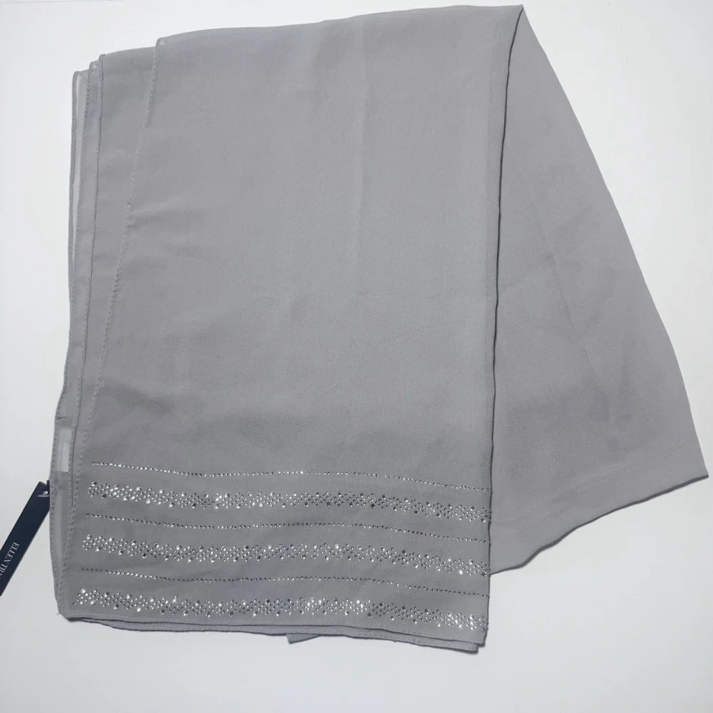 Ellen Tracy Sheer Gray Scarf/Wrap with Rhinestone Embellished Detail